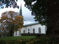 &Ouml;rby kyrka n&auml;ra Kinna. /Johan Gustav Bennich/