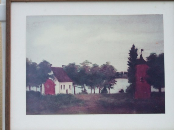 Daltorps gamla kyrka. Tavlan finns i pr&auml;stg&aring;rden. /Pr&auml;stsl&auml;kt/